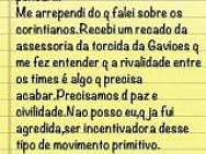 Piovani volta atr�s e pede desculpas a corintianos