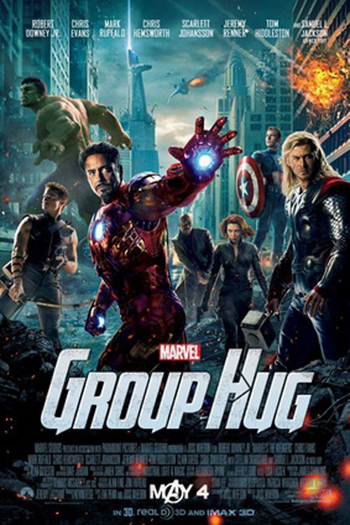 Reprodução - Os Vingadores - The Avengers (2012) torna-se Group Hug ('Abraço de Grupo') Reprodução - Os Vingadores - The Avengers (2012) torna-se Group Hug ('Abraço de Grupo')