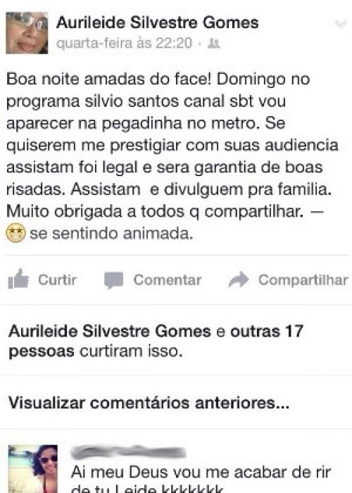 Reprodução/Facebook Reprodução/Facebook