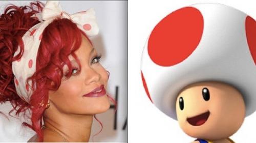 Reprodução - Rihanna comparada ao cogumelo Toad Reprodução - Rihanna comparada ao cogumelo Toad