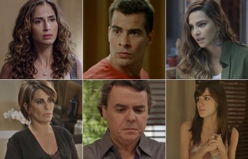 Reprodução - Regina (Camila Pitanga), Diogo (Thiago Martins), Cris (Tainá Müller), Beatriz (Gloria Pires), Evandro (Cassio Gabus Mendes) e Helô (Carla Salle) Reprodução - Regina (Camila Pitanga), Diogo (Thiago Martins), Cris (Tainá Müller), Beatriz (Gloria Pires), Evandro (Cassio Gabus Mendes) e Helô (Carla Salle)