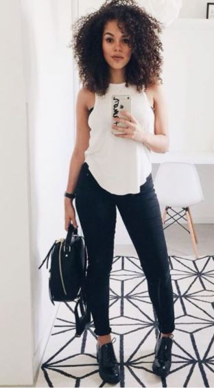 Pinterest - Rayza Nicácio apostou no clássico: calça preta e blusinha branca e arrasou