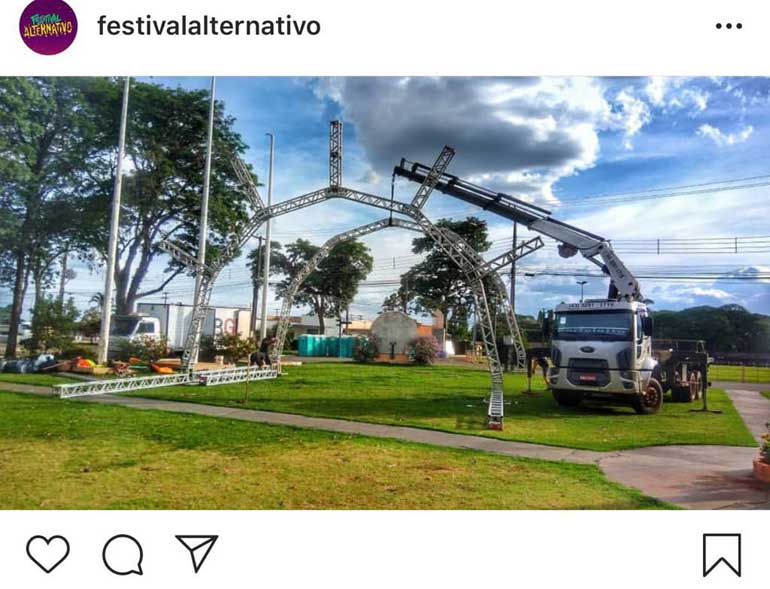 Reprodução/Instagram - Foto da montagem do palco eletrônico Reprodução/Instagram - Foto da montagem do palco eletrônico