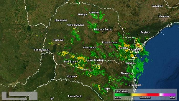 Reprodução/Radar Simepar/06-05-2020 Reprodução/Radar Simepar/06-05-2020