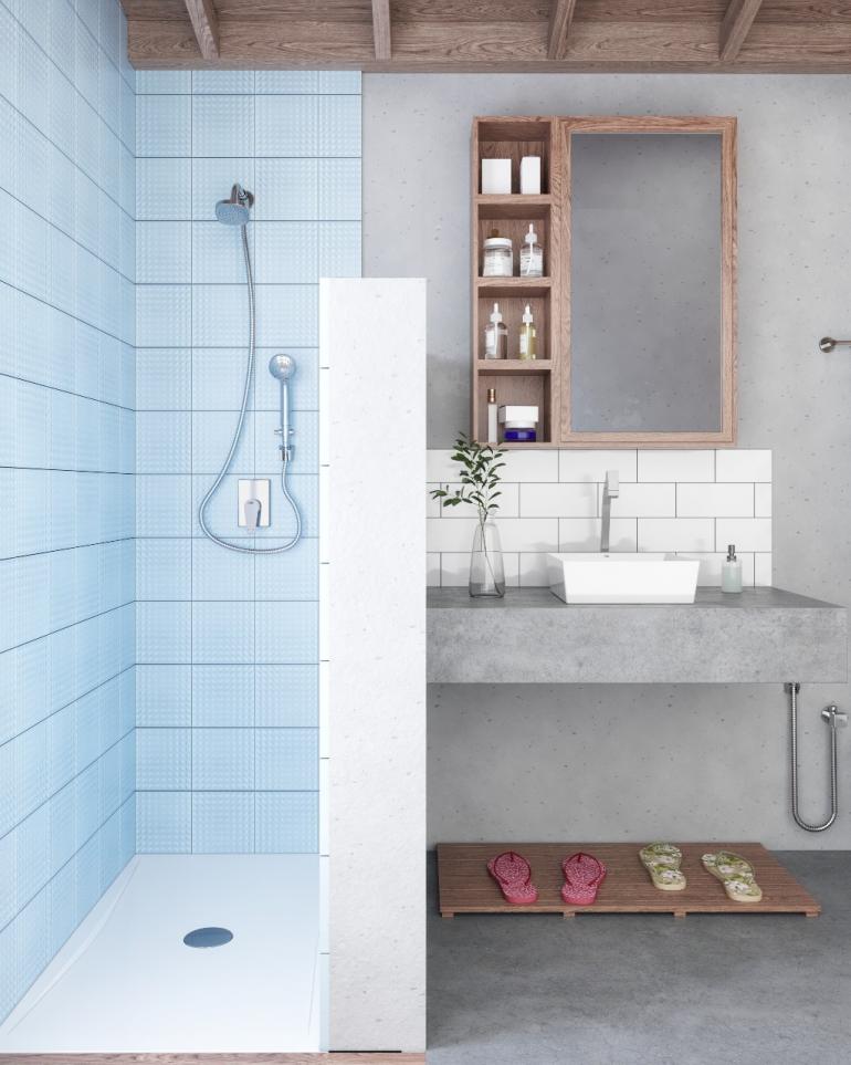 Divulgação - Piso Box oferece mais segurança e durabilidade para a área molhada do banheiro